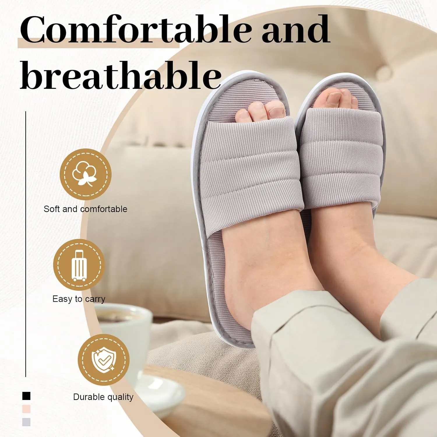 12 Pairs Disposable Slippers Hotel Guests Bulk Slipper Pack Non Slip Spa Women Men Wedding Comfort