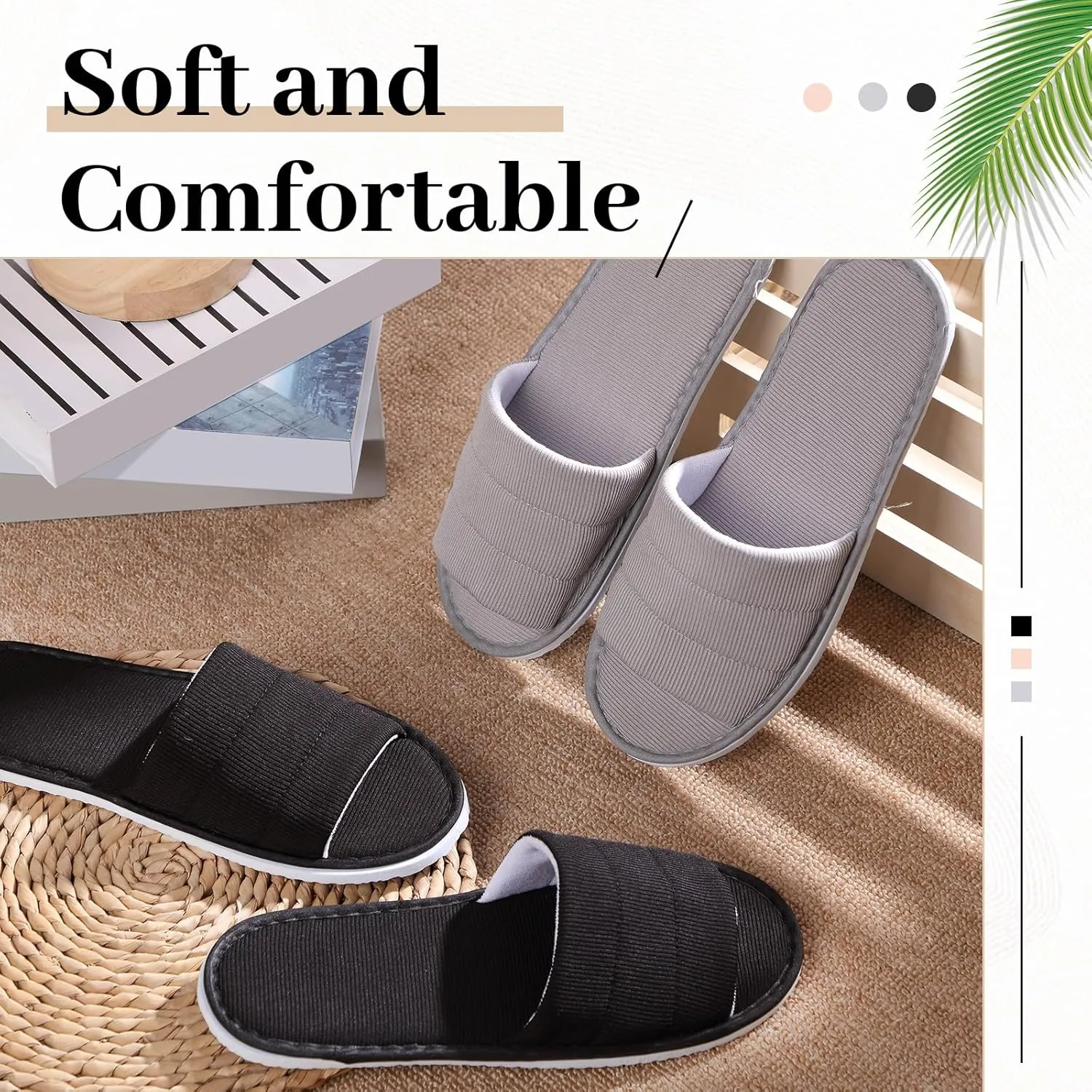 12 Pairs Disposable Slippers Hotel Guests Bulk Slipper Pack Non Slip Spa Women Men Wedding Comfort