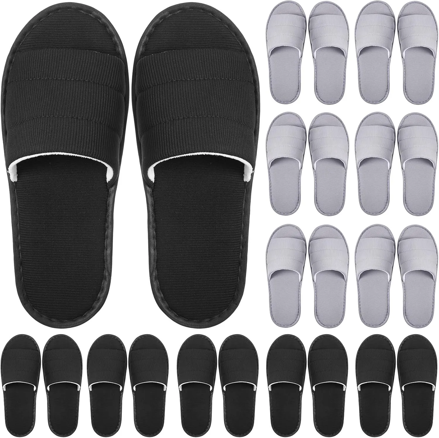 12 Pairs Disposable Slippers Hotel Guests Bulk Slipper Pack Non Slip Spa Women Men Wedding Comfort