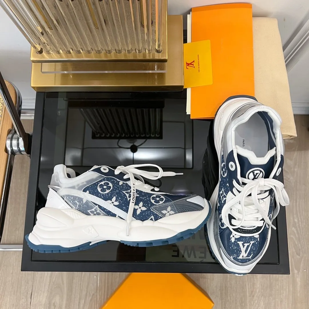 55 DARK Reliable Vuitton Reduced-rate Louis BLUE RUN SNEAKER