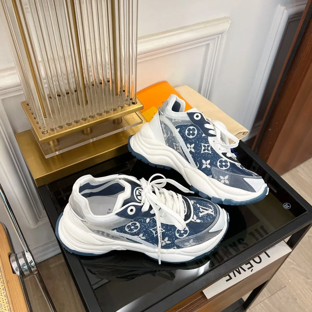 55 DARK Reliable Vuitton Reduced-rate Louis BLUE RUN SNEAKER