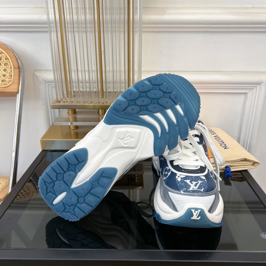 55 DARK Reliable Vuitton Reduced-rate Louis BLUE RUN SNEAKER