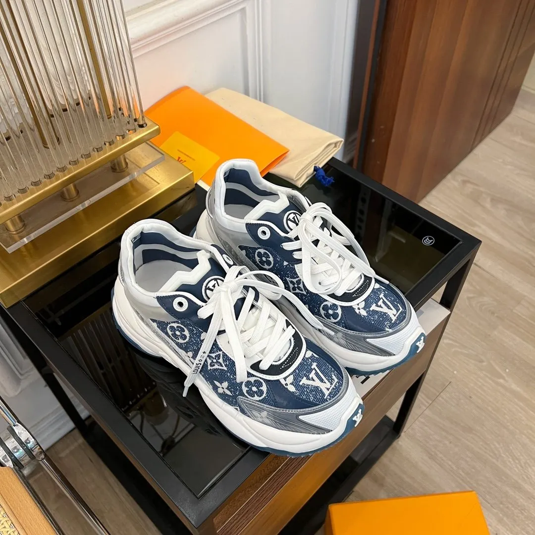 55 DARK Reliable Vuitton Reduced-rate Louis BLUE RUN SNEAKER