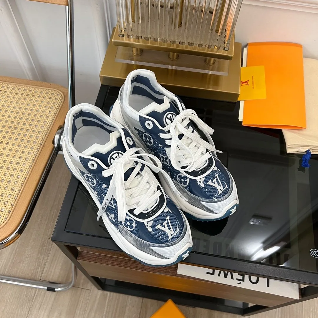 55 DARK Reliable Vuitton Reduced-rate Louis BLUE RUN SNEAKER
