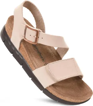 AEROTHOTIC Leather Platform Sandals with Arch Support Comfy Strap with Adjustable Buckle Slingback Open Toe Walking Indoor Outdoor Wedge Sandals for Women