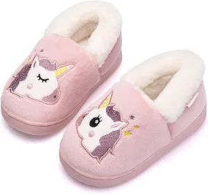 Ainikas Toddler Boys Girls Slippers Fluffy Little Kids House Slippers Warm Fur Cute Animal Home Slipper