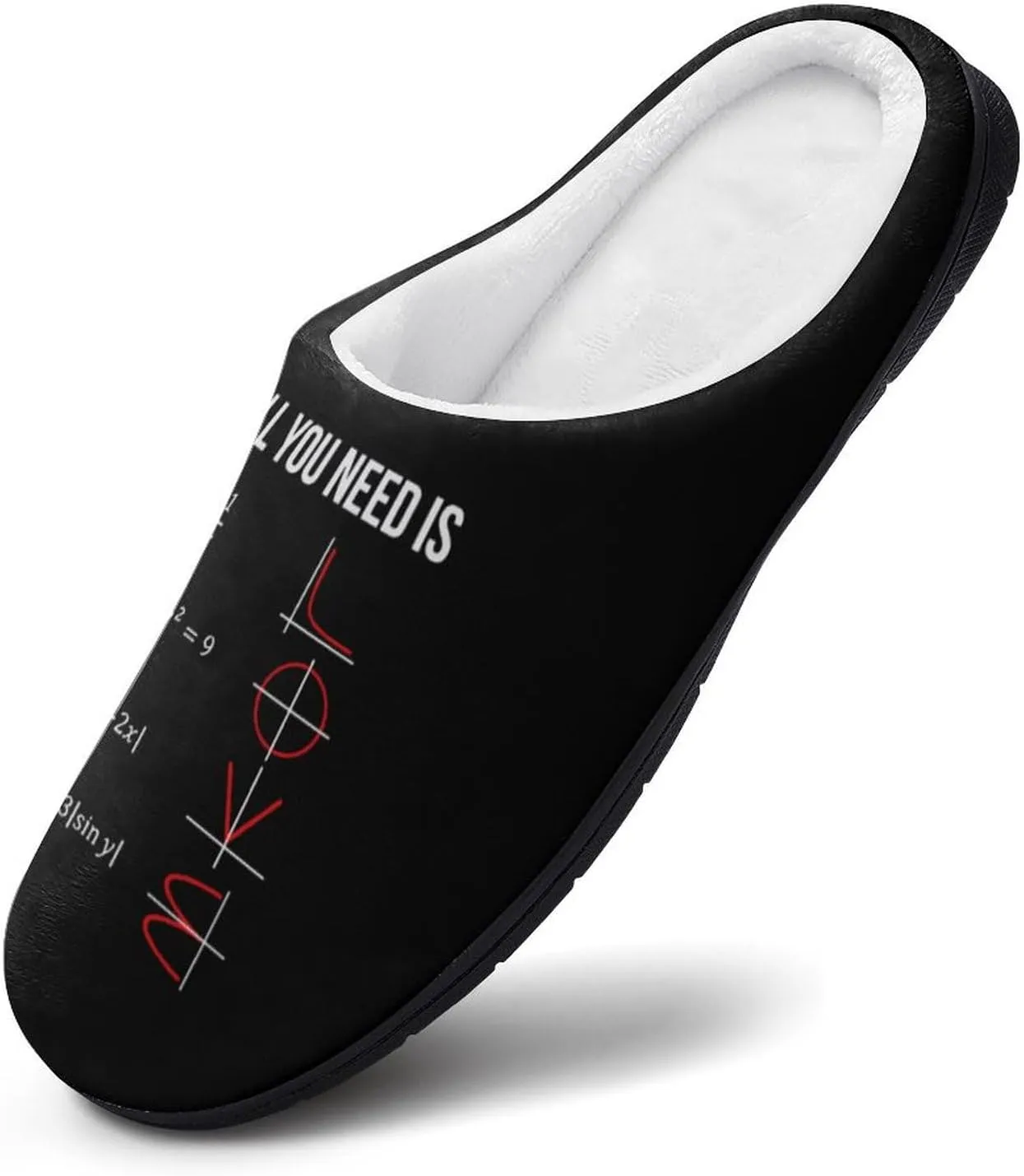 All You Need Is Love Math Mens Slippers Winter Memory Foam Warm House Shoes Indoor/Outdoor