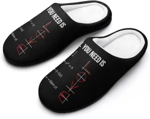 All You Need Is Love Math Women's Slippers Memory Foam House Shoes Rubber Sole for Indoor Outdoor