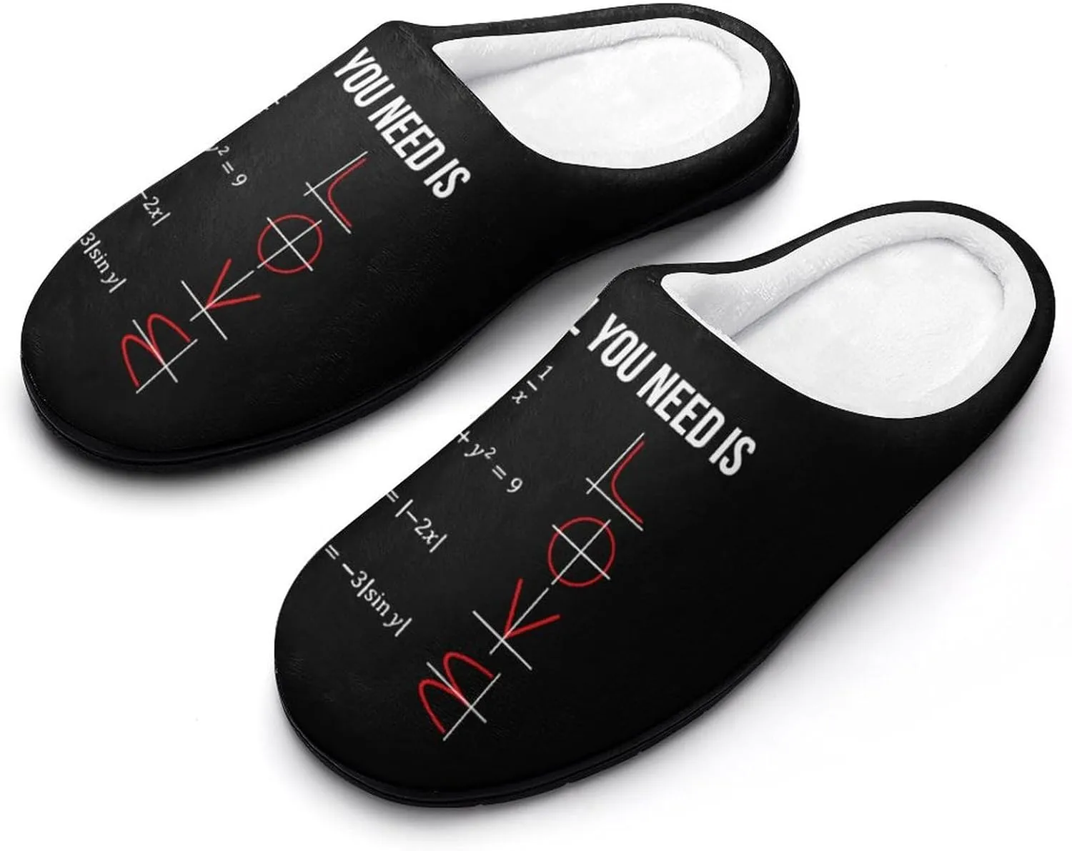 All You Need Is Love Math Women's Slippers Memory Foam House Shoes Rubber Sole for Indoor Outdoor