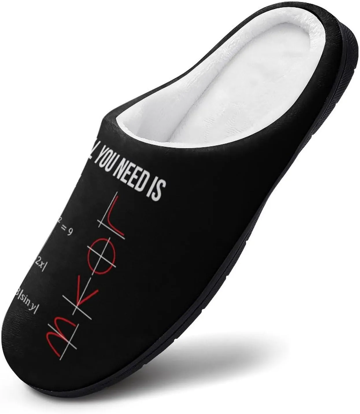 All You Need Is Love Math Women's Slippers Memory Foam House Shoes Rubber Sole for Indoor Outdoor