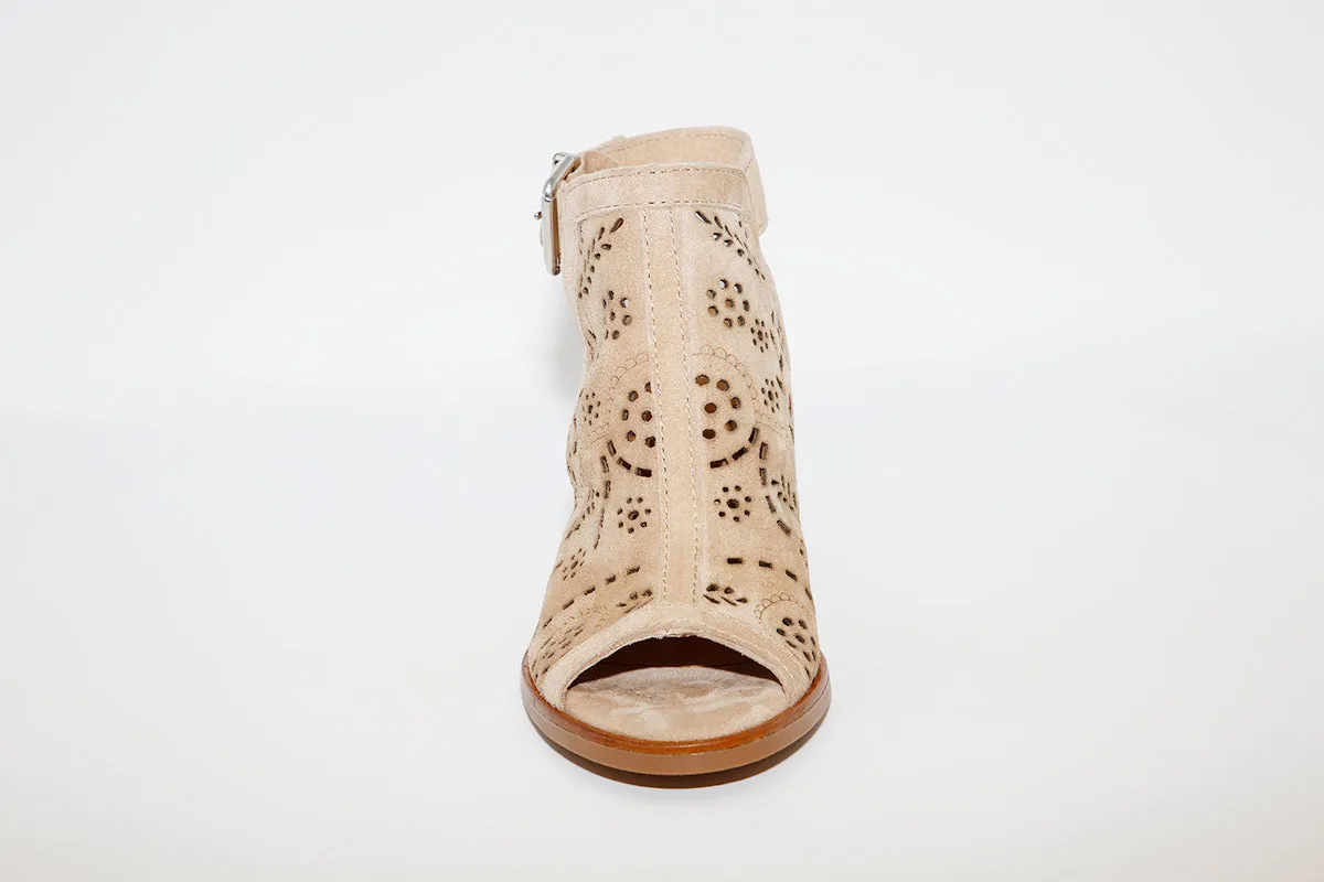 ALPE - 4614 Block Heel Taupe Suede Sandal