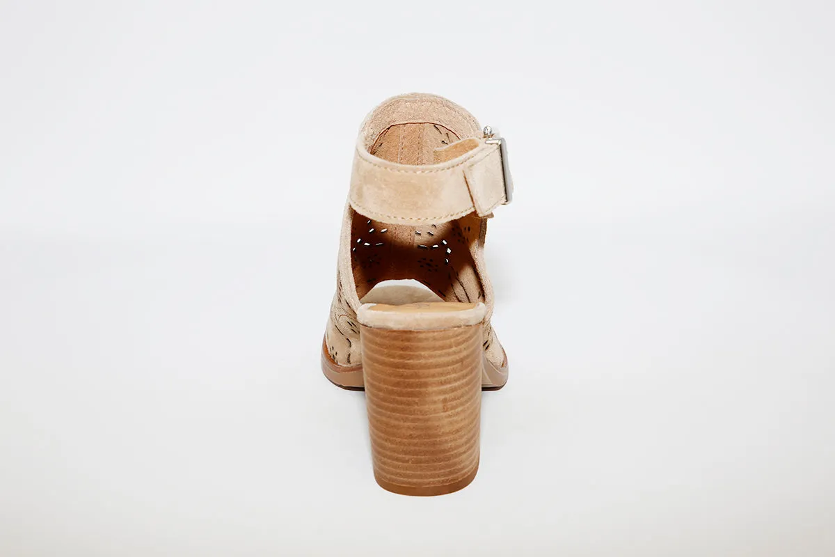 ALPE - 4614 Block Heel Taupe Suede Sandal