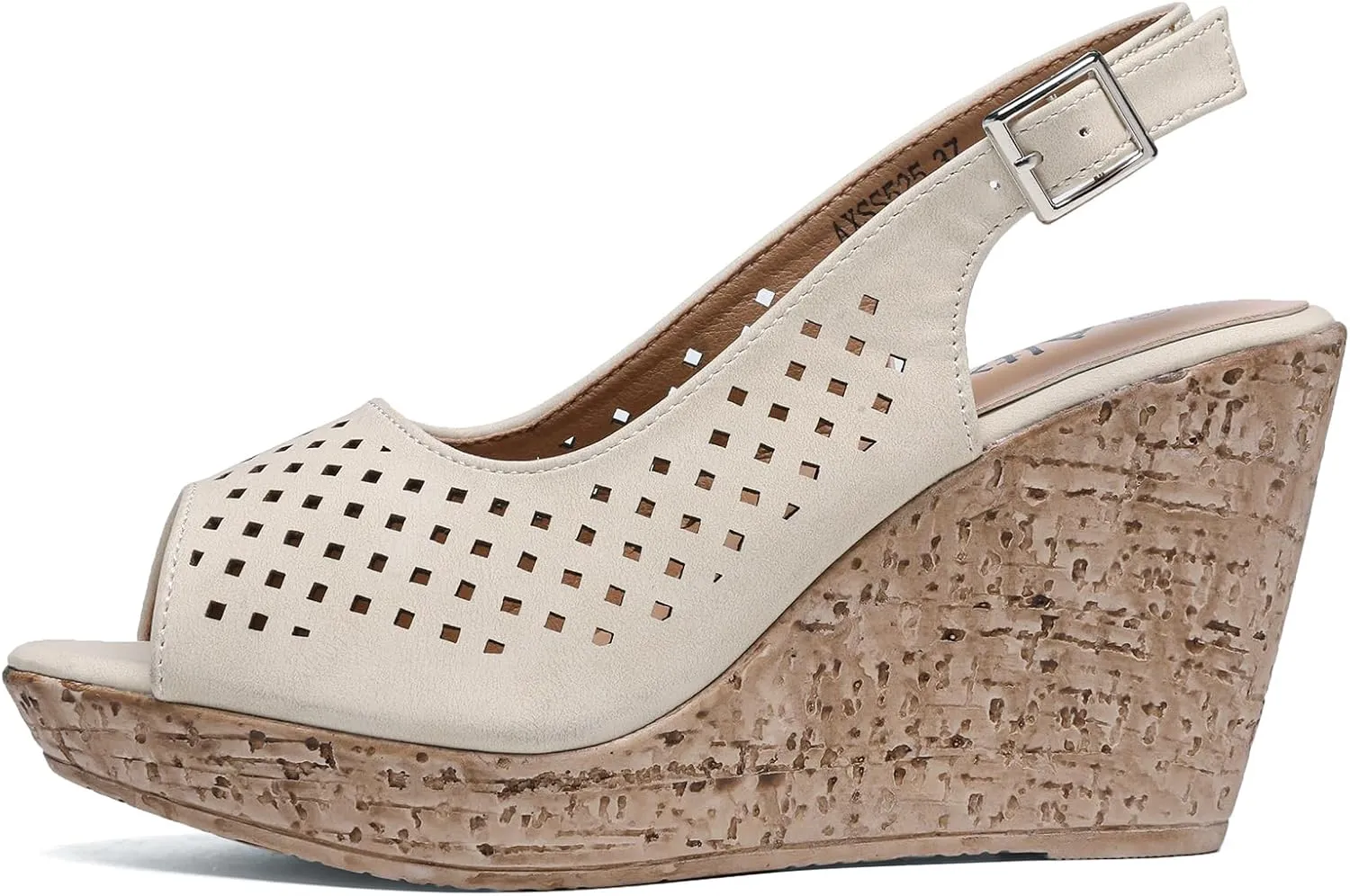 Altxic Women's Comfy Casual Peep Toe Hollow Out Adjustable Buckle Strap Slingback Dressy Platform Wedge Sandals