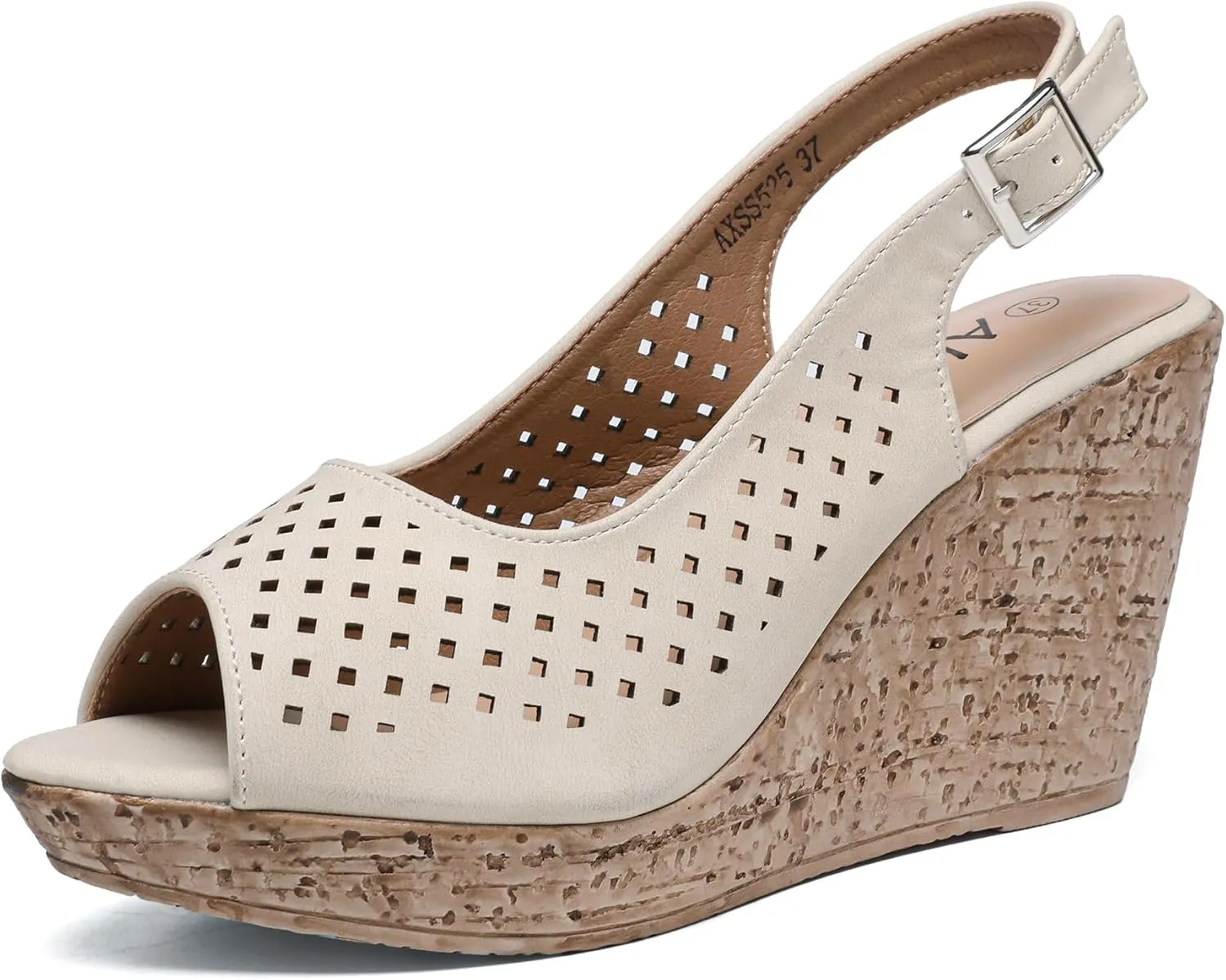 Altxic Women's Comfy Casual Peep Toe Hollow Out Adjustable Buckle Strap Slingback Dressy Platform Wedge Sandals