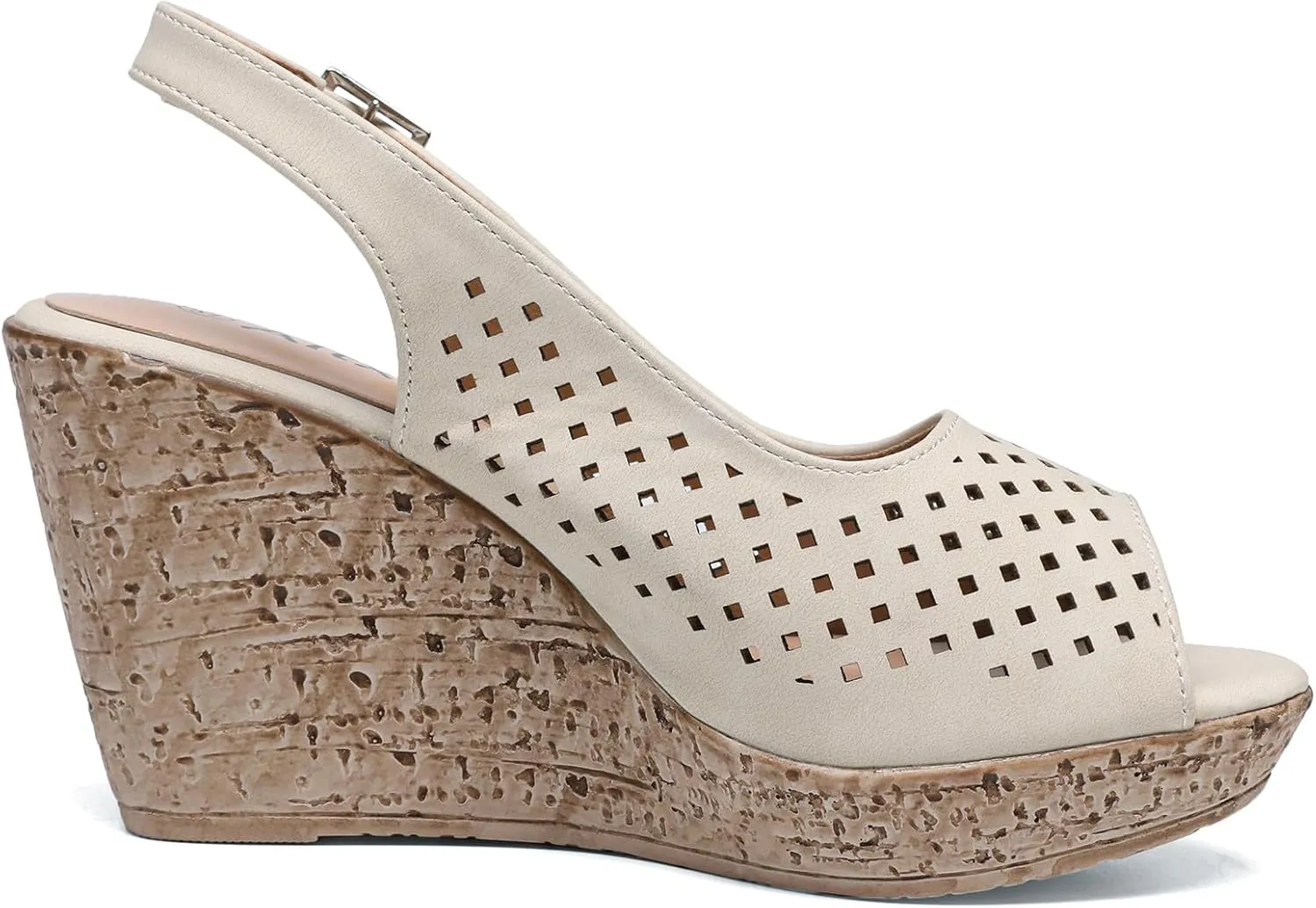 Altxic Women's Comfy Casual Peep Toe Hollow Out Adjustable Buckle Strap Slingback Dressy Platform Wedge Sandals