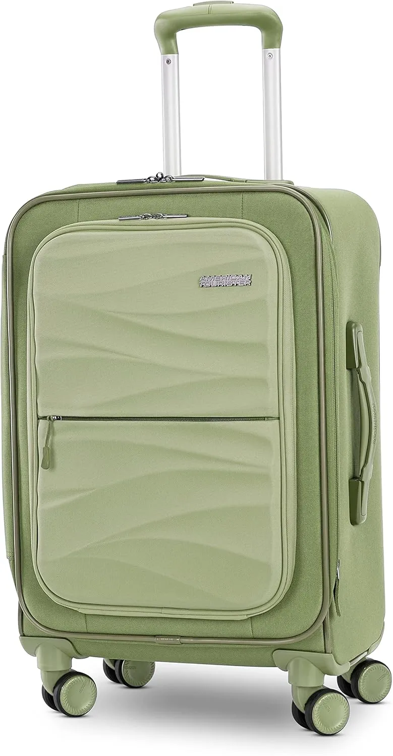 American Tourister Cascade Softside Expandable Luggage with Spinner Wheels, Sage Green, 20-Inch