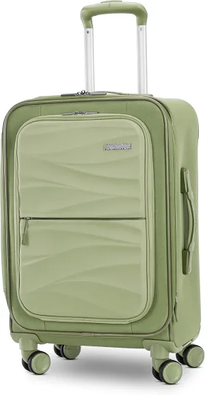 American Tourister Cascade Softside Expandable Luggage with Spinner Wheels, Sage Green, 20-Inch