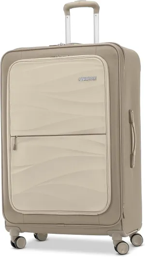 American Tourister Cascade Softside Expandable Luggage with Spinner Wheels, Sandstone, 28-Inch
