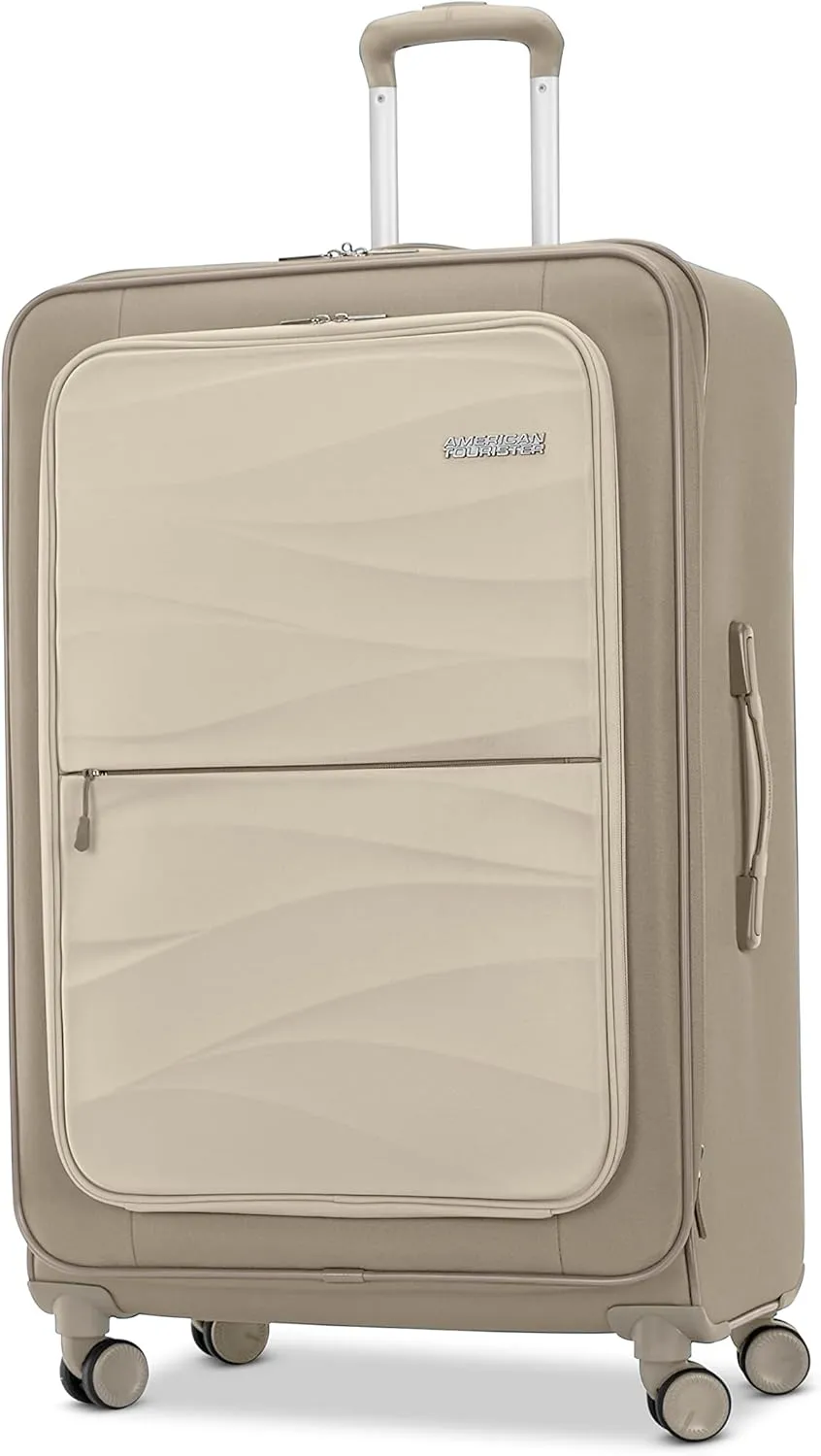 American Tourister Cascade Softside Expandable Luggage with Spinner Wheels, Sandstone, 28-Inch
