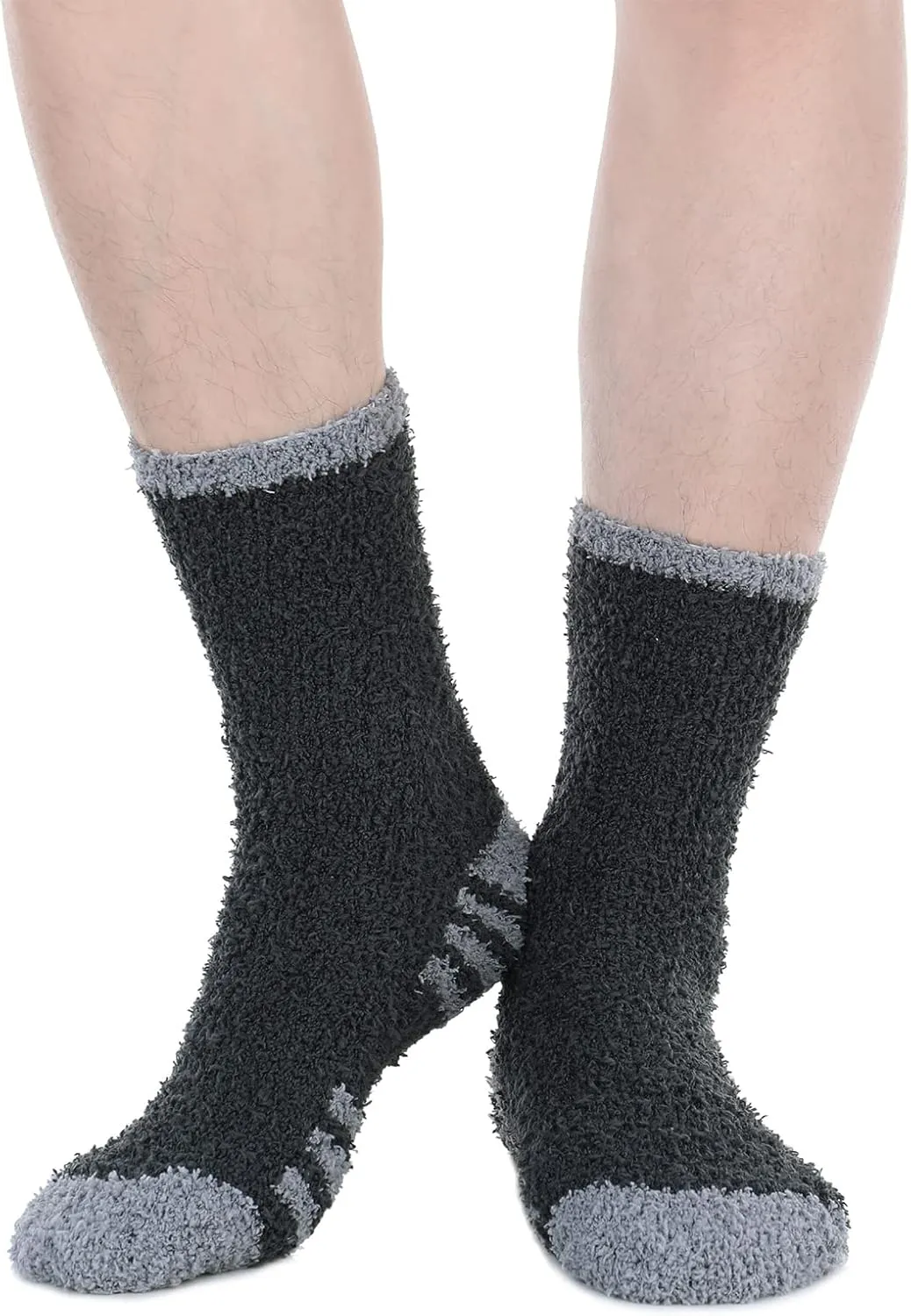 American Trends Men's Fuzzy Slipper Socks - Fluffy Cozy Unisex Winter Warm Sleep Socks