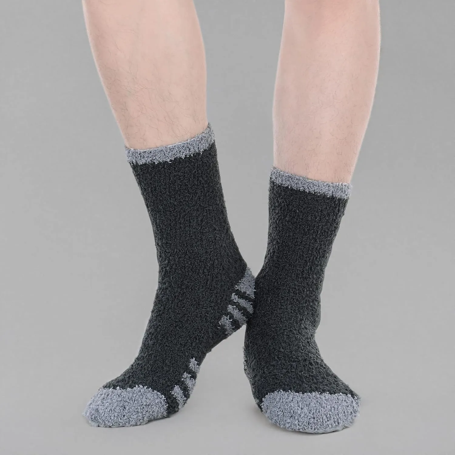 American Trends Men's Fuzzy Slipper Socks - Fluffy Cozy Unisex Winter Warm Sleep Socks