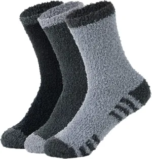 American Trends Men's Fuzzy Slipper Socks - Fluffy Cozy Unisex Winter Warm Sleep Socks