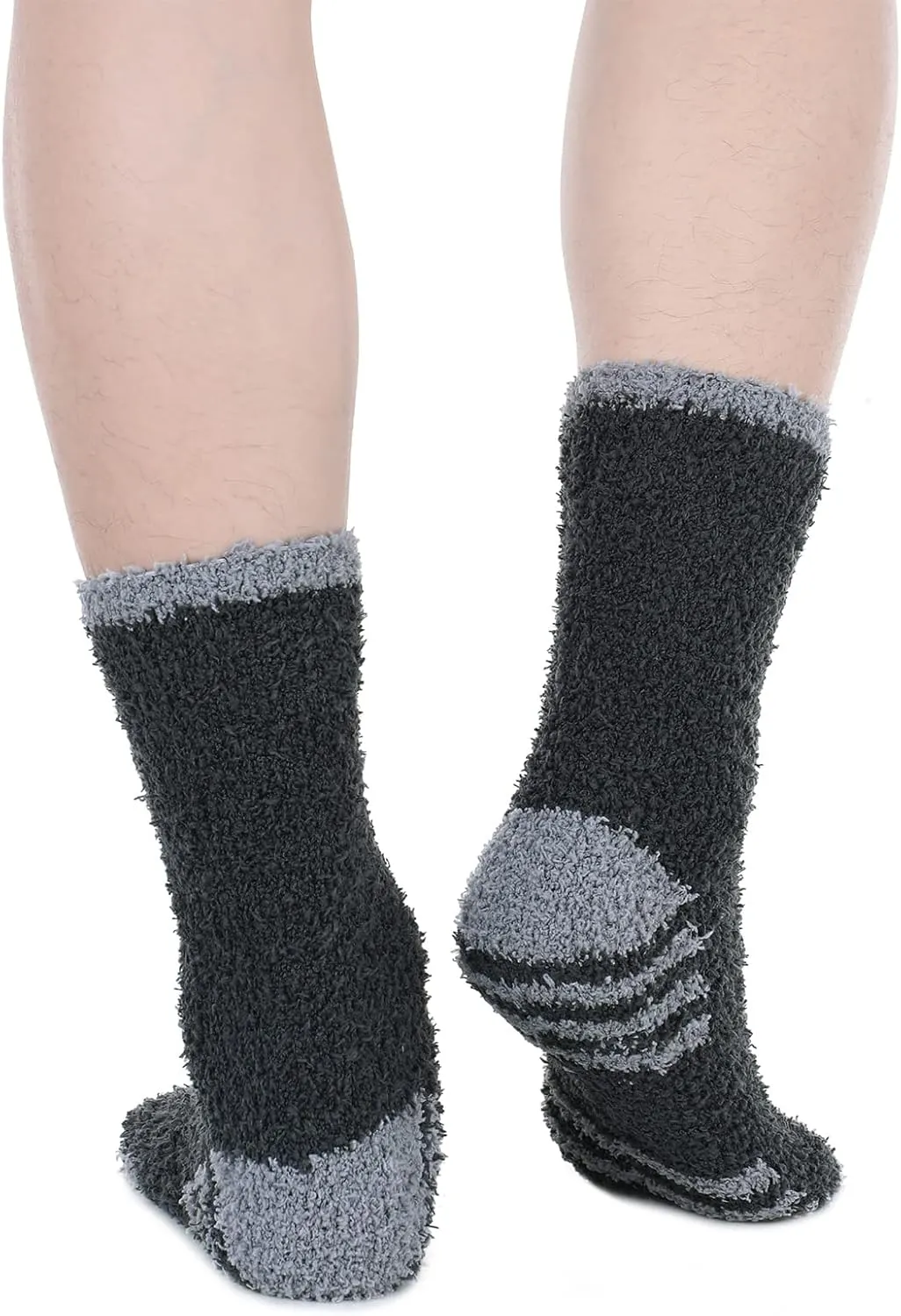 American Trends Men's Fuzzy Slipper Socks - Fluffy Cozy Unisex Winter Warm Sleep Socks