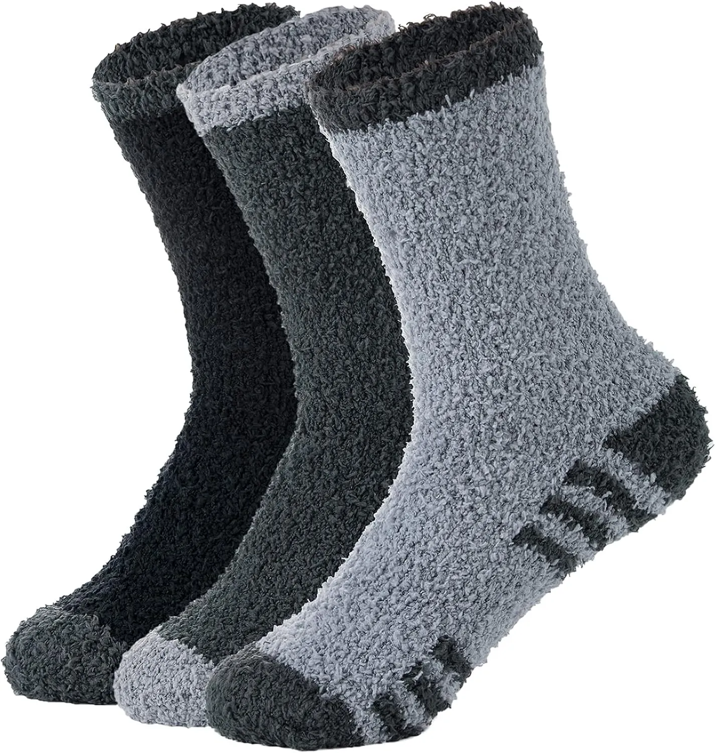 American Trends Men's Fuzzy Slipper Socks - Fluffy Cozy Unisex Winter Warm Sleep Socks