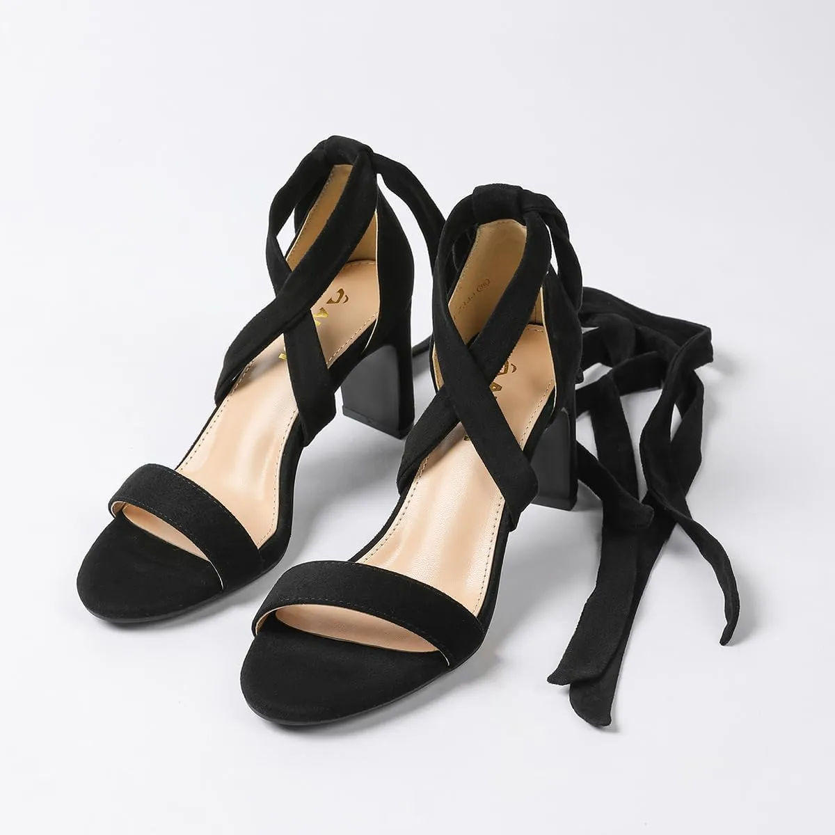 Amoji Women 3 Inch Strappy Heels Lady Heeled Sandal Strap Up Wedding Party Shoes 333