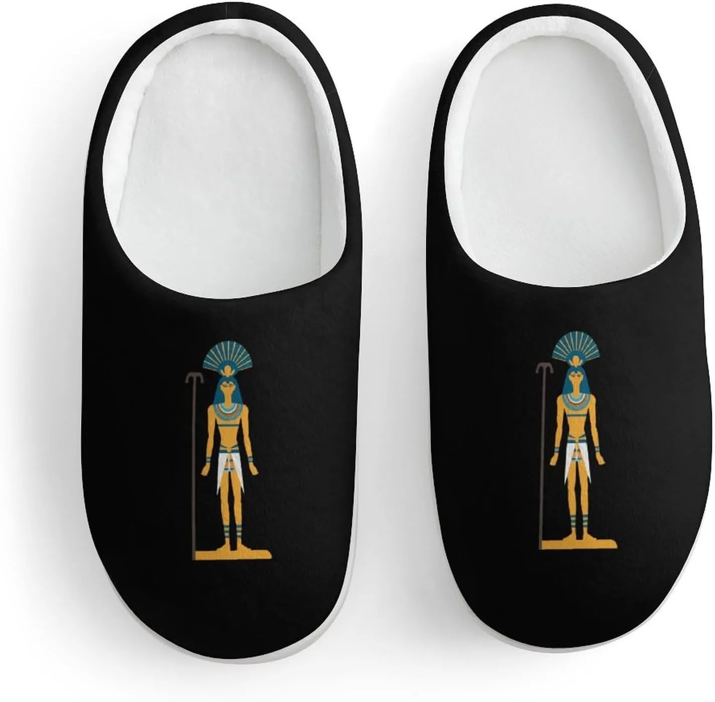 Ancient Egyptian Ancient God Kids Slippers for Girls Boys Winter Warm Plush Slip On House Slippers for Indoor Outdoor