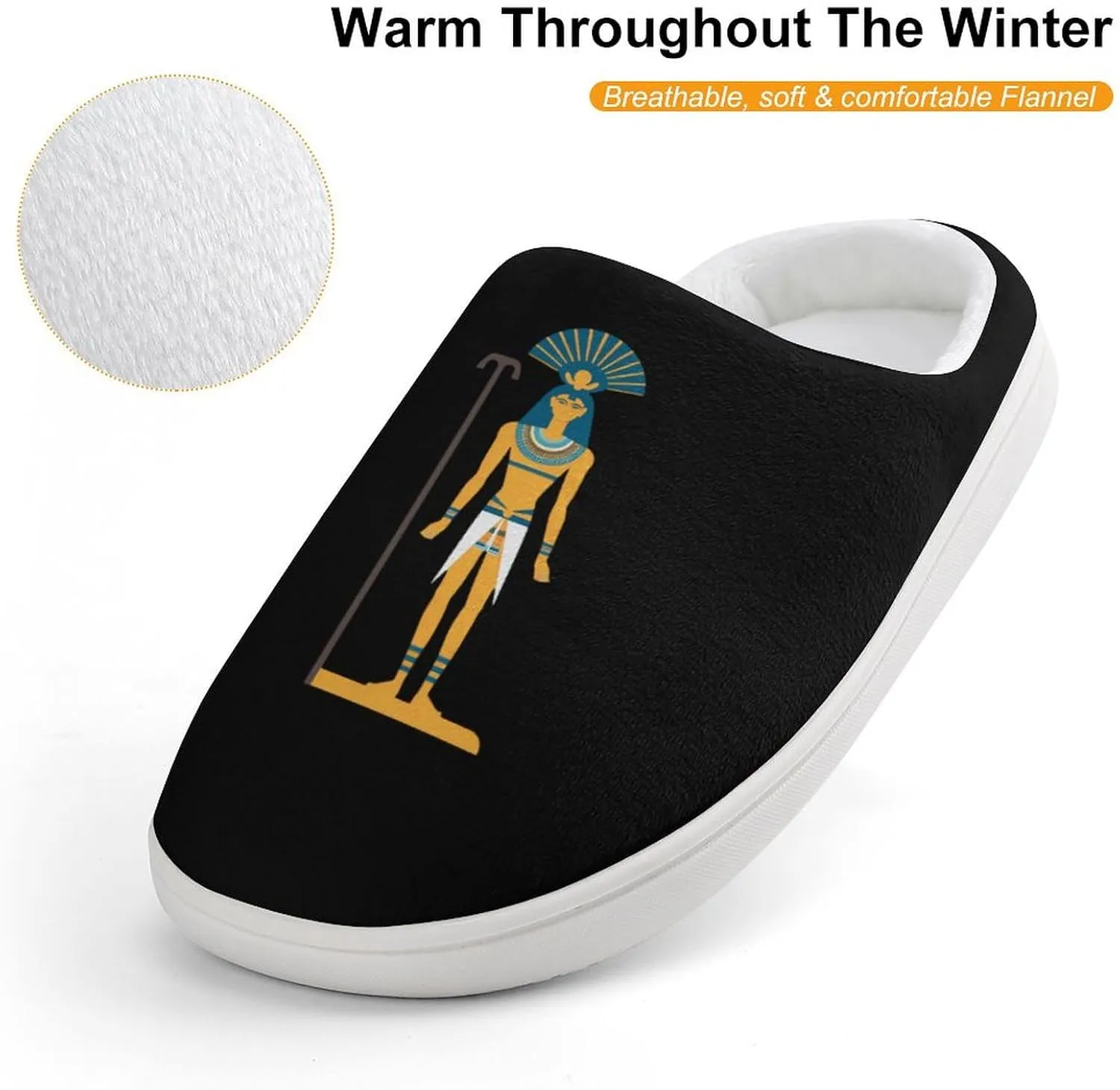 Ancient Egyptian Ancient God Kids Slippers for Girls Boys Winter Warm Plush Slip On House Slippers for Indoor Outdoor