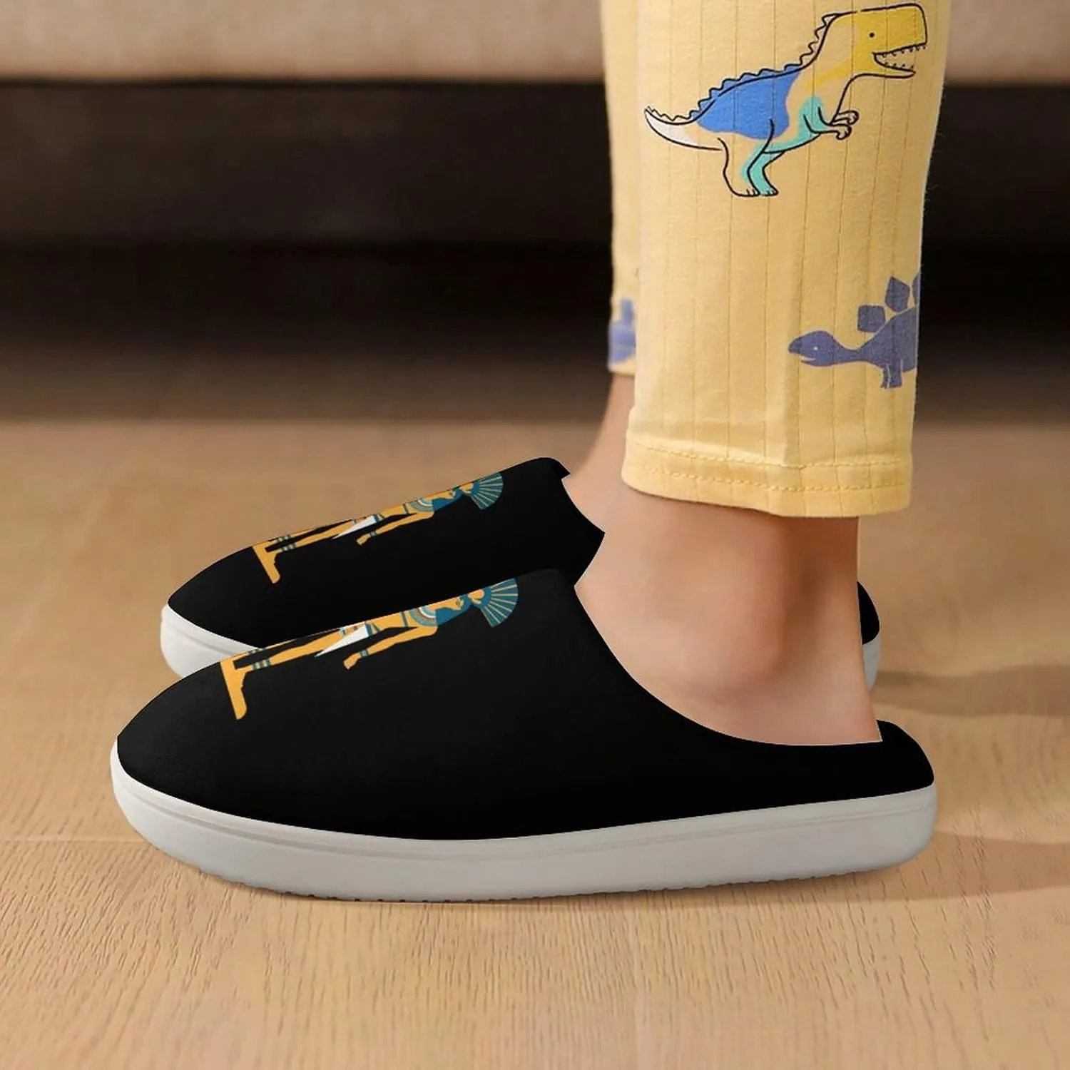Ancient Egyptian Ancient God Kids Slippers for Girls Boys Winter Warm Plush Slip On House Slippers for Indoor Outdoor