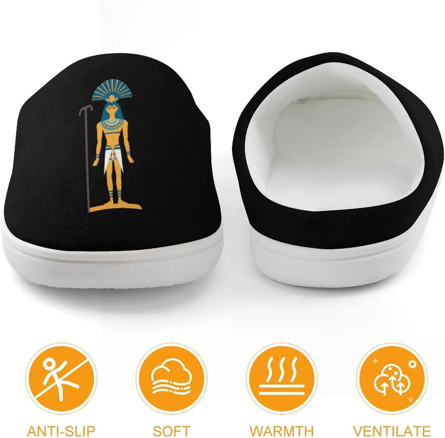 Ancient Egyptian Ancient God Kids Slippers for Girls Boys Winter Warm Plush Slip On House Slippers for Indoor Outdoor