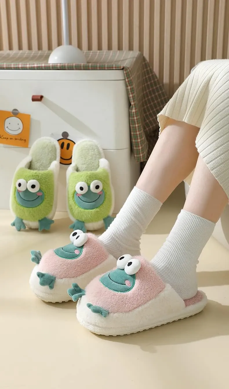 Animal Cotton Bear Slippers - Cartoon Plush Indoor/Outdoor Couples Shoes for Autumn and Winter