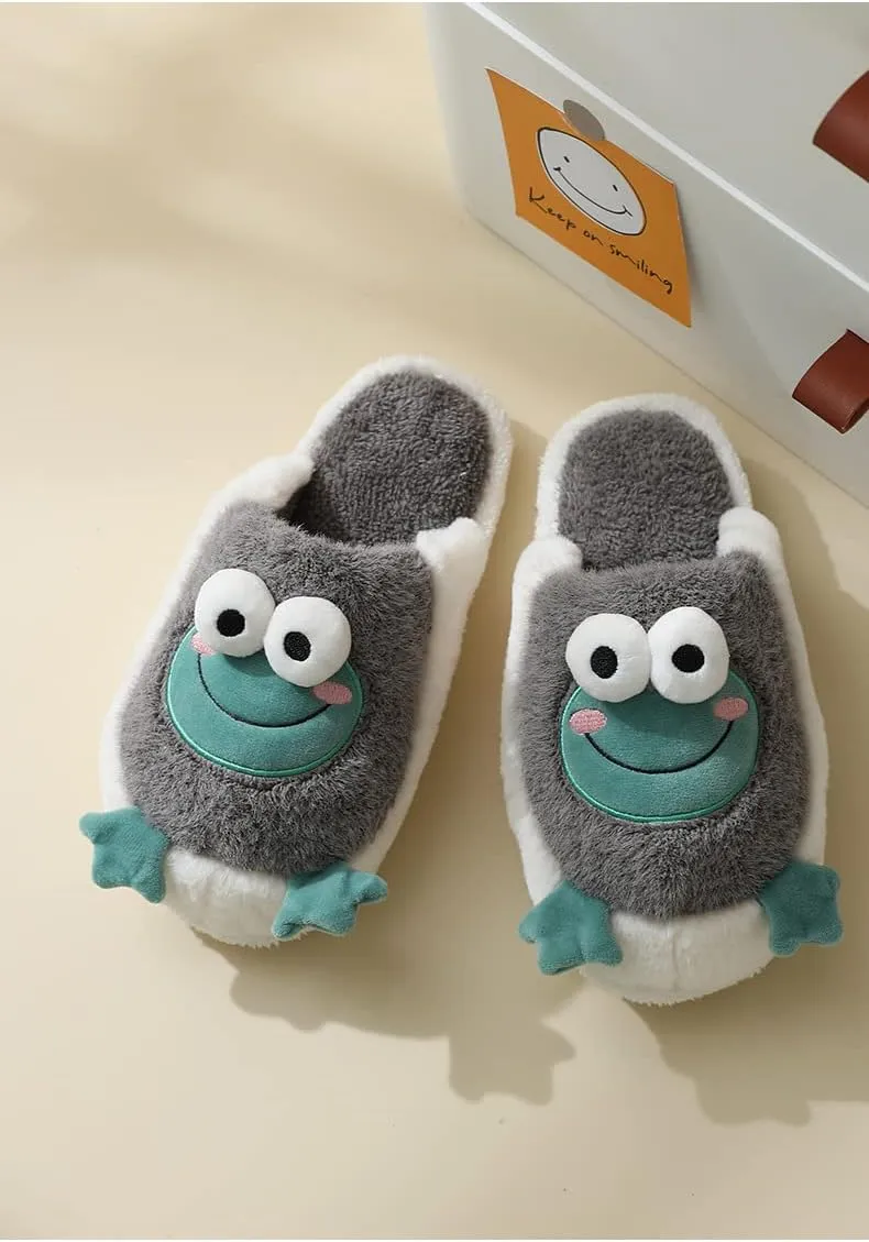 Animal Cotton Bear Slippers - Cartoon Plush Indoor/Outdoor Couples Shoes for Autumn and Winter