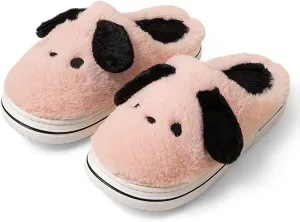 Animal Slippers for Women Indoor - Cute Fuzzy Warm Cozy Plush House Dog Slippers Memory Foam Slip On Bedroom Home Shoes