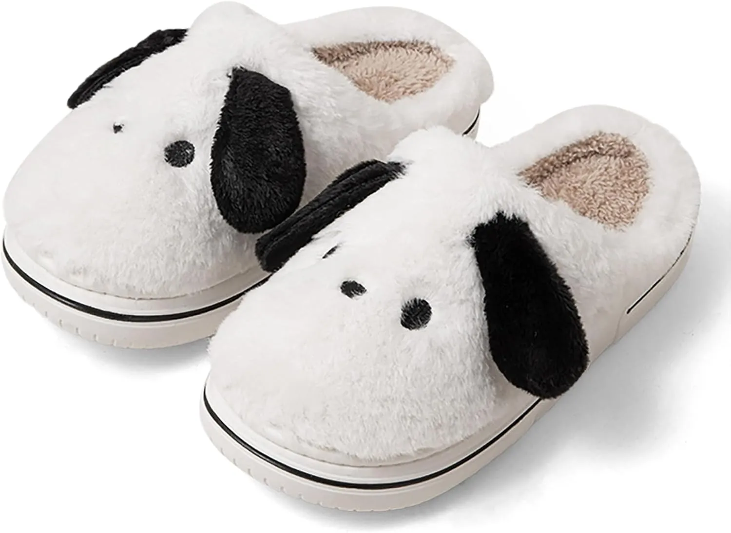 Animal Slippers for Women Indoor - Cute Fuzzy Warm Cozy Plush House Dog Slippers Memory Foam Slip On Bedroom Home Shoes