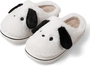 Animal Slippers for Women Indoor - Cute Fuzzy Warm Cozy Plush House Dog Slippers Memory Foam Slip On Bedroom Home Shoes