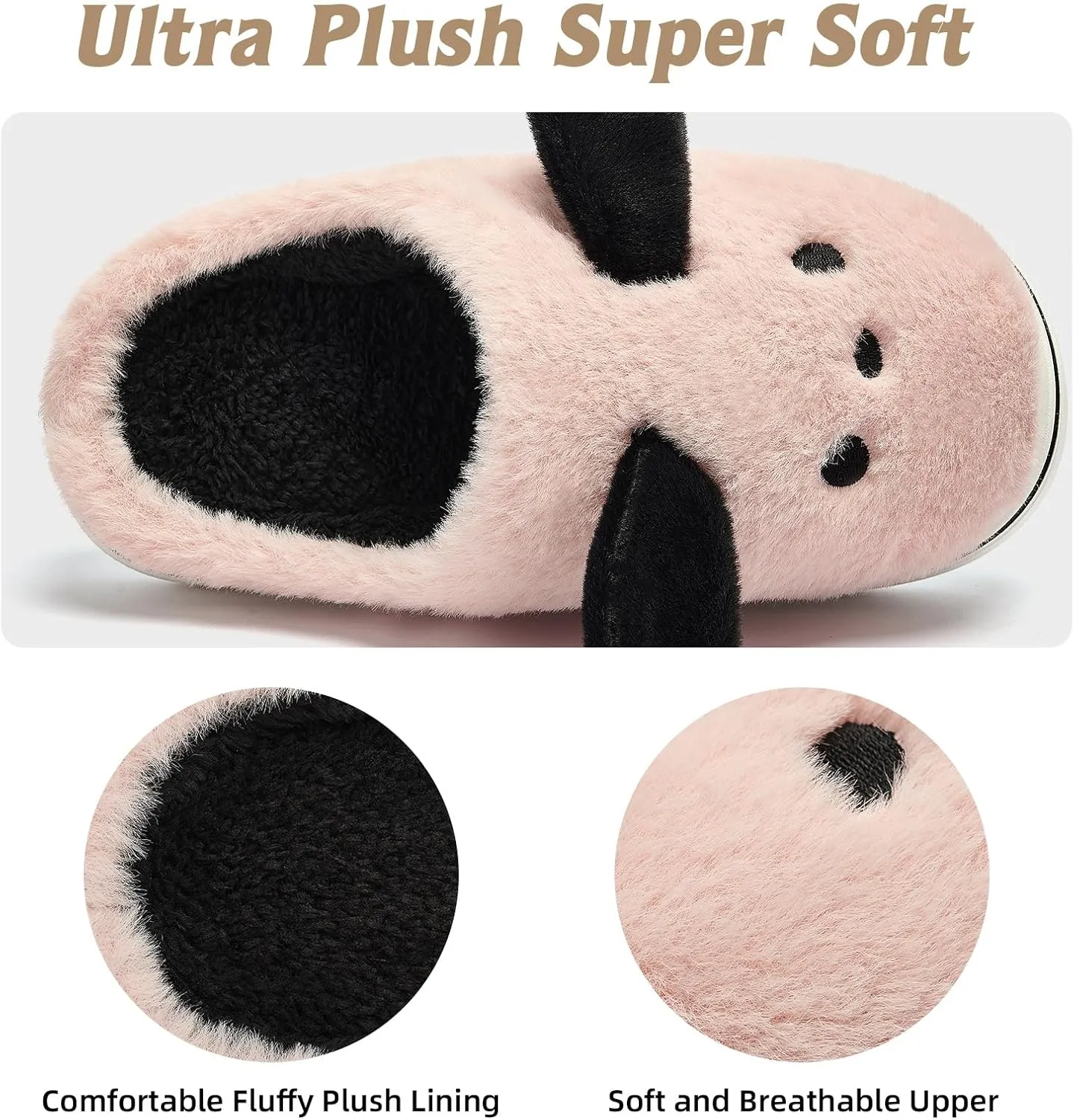 Animal Slippers for Women Indoor - Cute Fuzzy Warm Cozy Plush House Dog Slippers Memory Foam Slip On Bedroom Home Shoes
