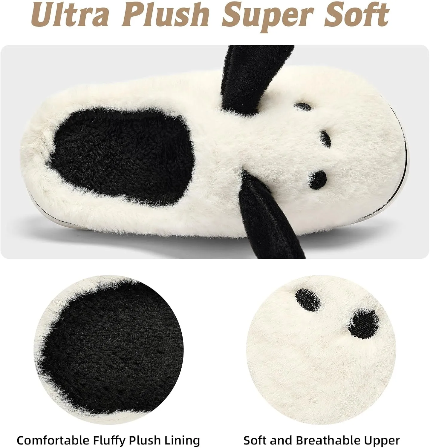 Animal Slippers for Women Indoor - Cute Fuzzy Warm Cozy Plush House Dog Slippers Memory Foam Slip On Bedroom Home Shoes