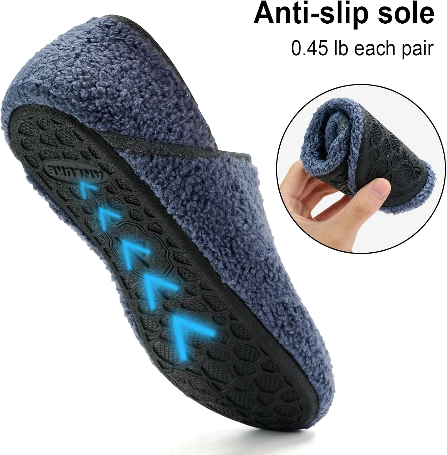 ANLUKE Slipper for Women Men Slipper Socks Fuzzy House Shoes Rubber Sole Slip On Soft-Lightweight Non Slip Indoor/Outdoor