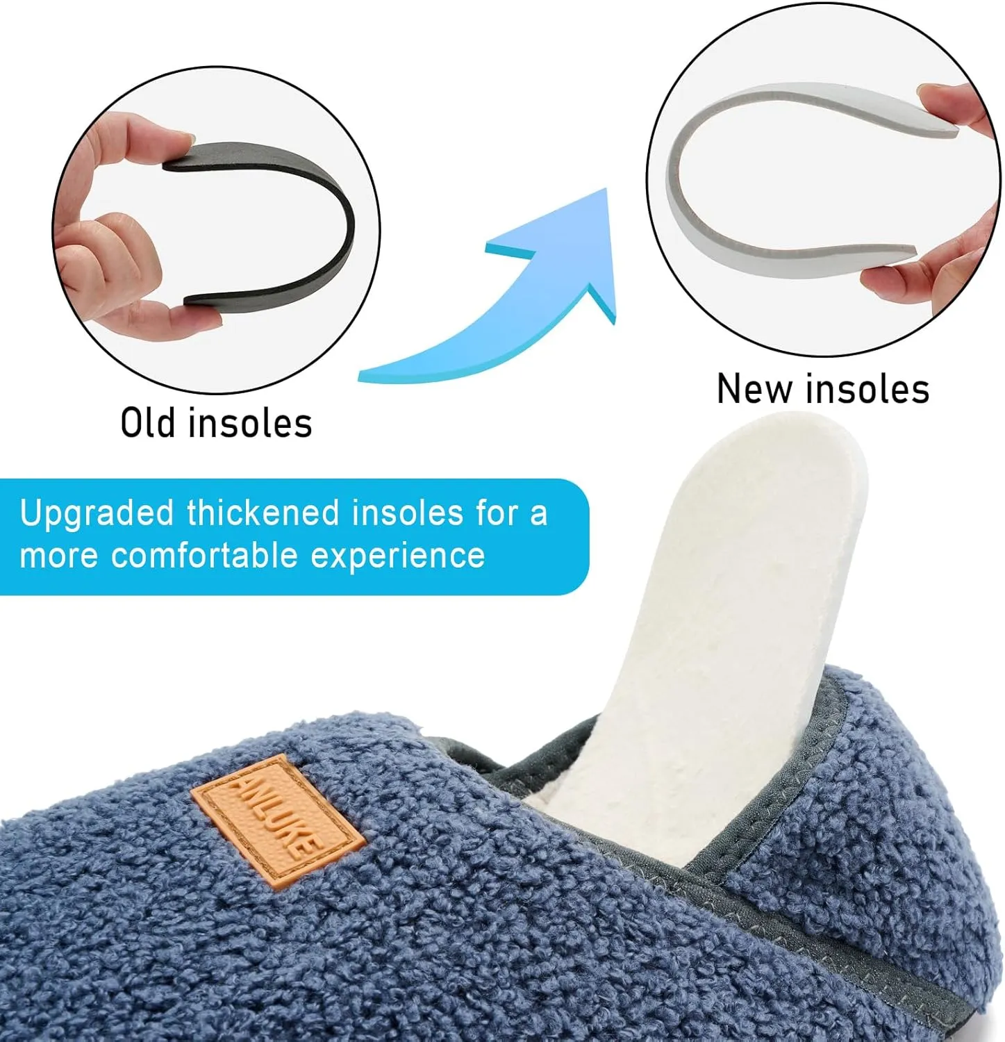 ANLUKE Slipper for Women Men Slipper Socks Fuzzy House Shoes Rubber Sole Slip On Soft-Lightweight Non Slip Indoor/Outdoor