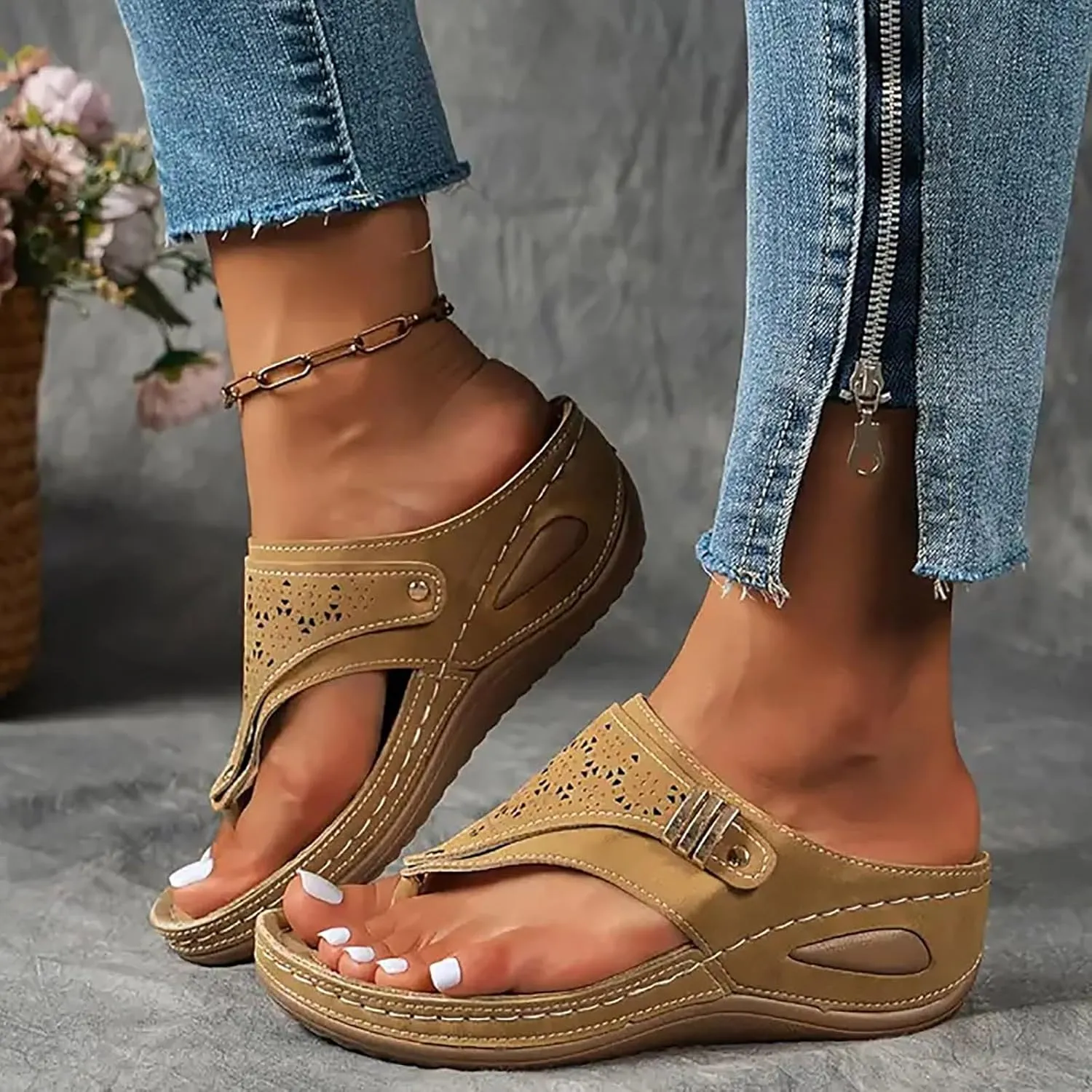 Avylays Women's Purple Orthopedic Wedge Sandals, Breathable Mesh Sports Sandals with Non-Slip Sole, Casual Wedge Sandals