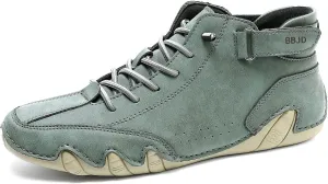 baobeijiadao Men's Beck Shoes Waterproof Non Slip High Top Chukka Boots Handmade Suede Caual Outdoor Sneakers
