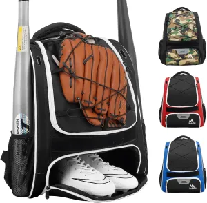Baseball Bag-Baseball Backpack Holder for Baseball, Large Main Compartment,Softball Tball& Gear for Youth and Adults