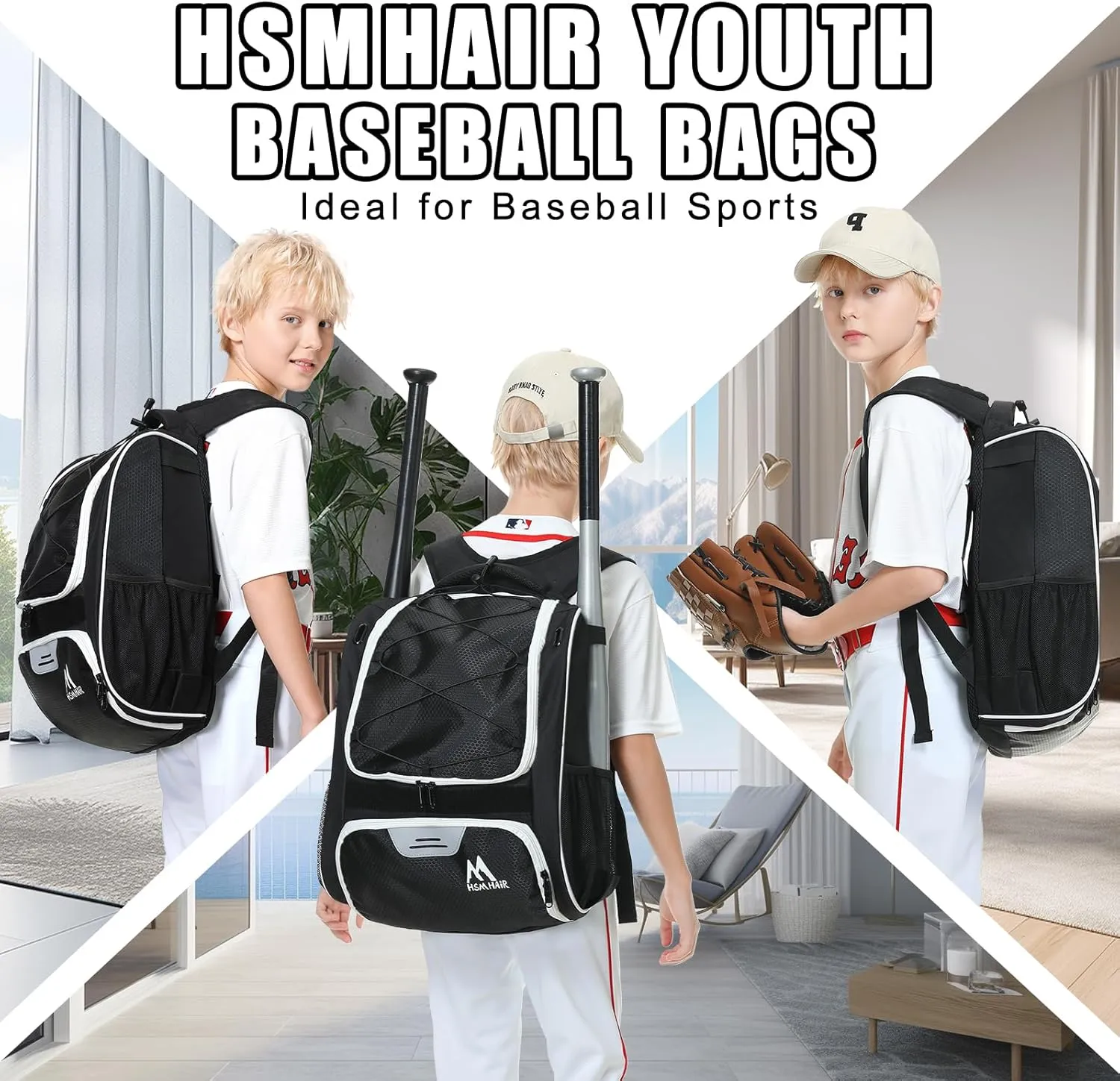 Baseball Bag-Baseball Backpack Holder for Baseball, Large Main Compartment,Softball Tball& Gear for Youth and Adults