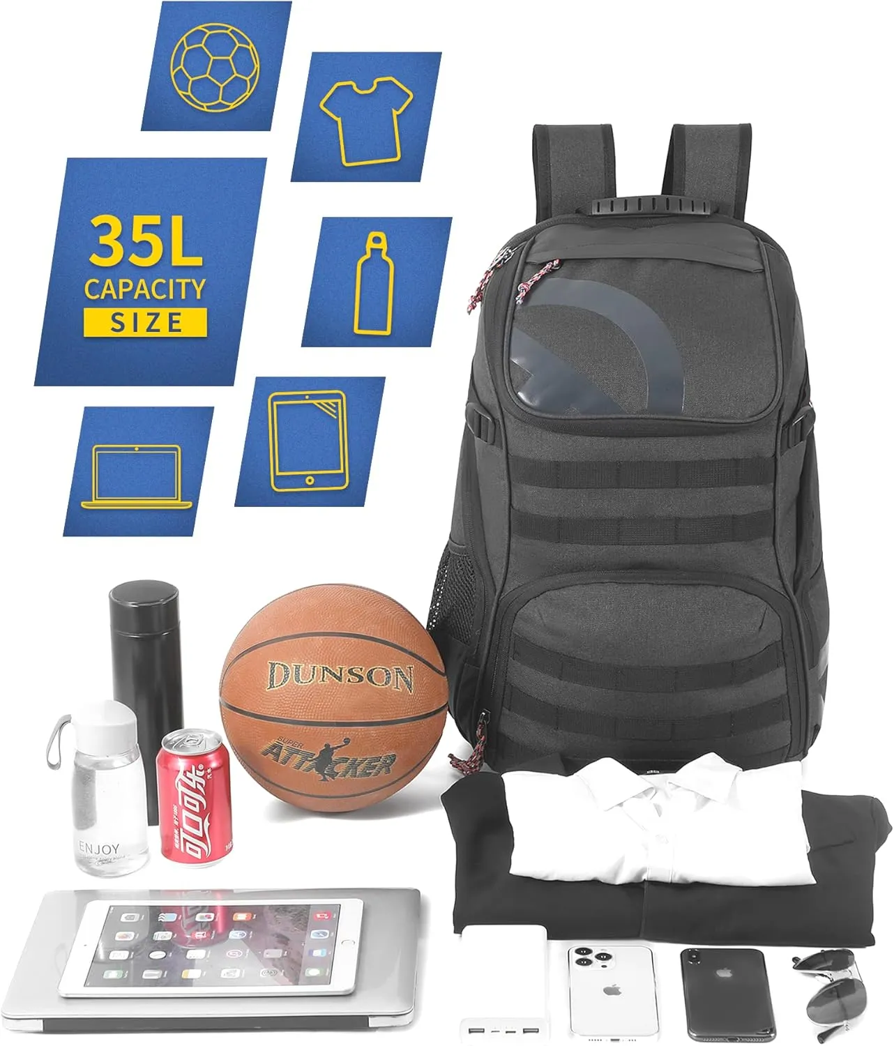 Basketball Backpack for Men Women Basketball Soccer Bag with Ball Compartment Shoes Bag Sports Gym Backpack