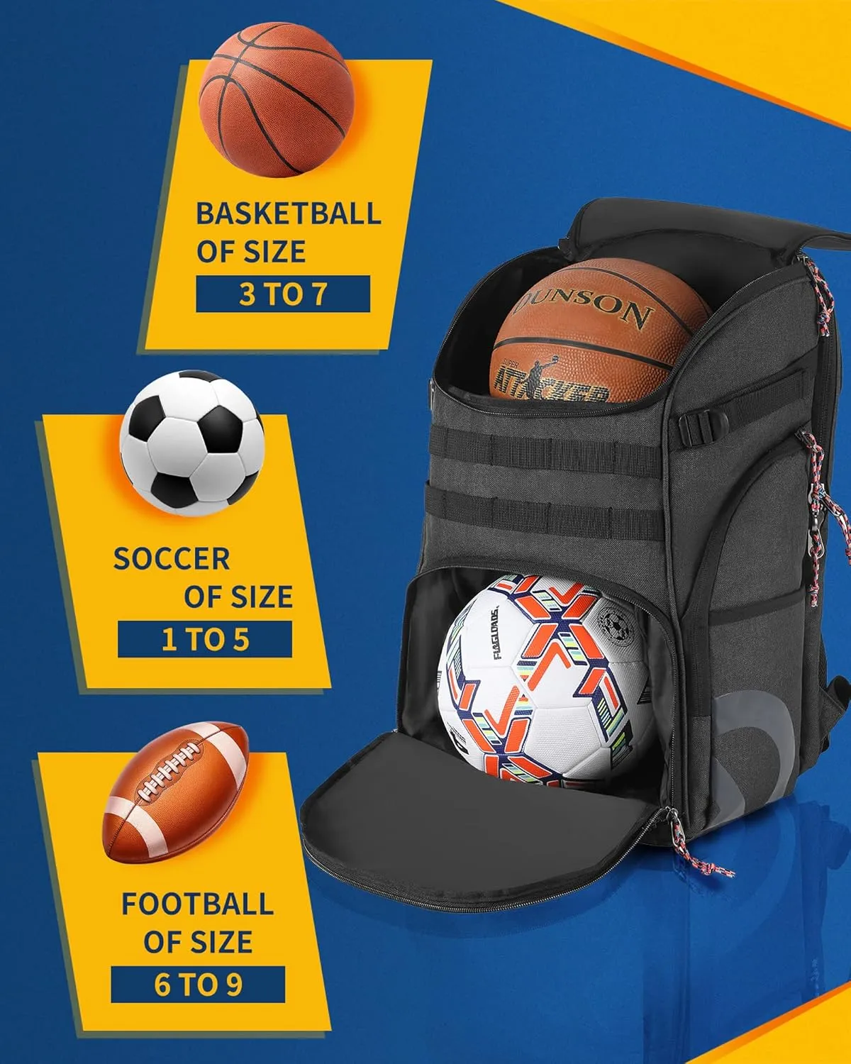 Basketball Backpack for Men Women Basketball Soccer Bag with Ball Compartment Shoes Bag Sports Gym Backpack