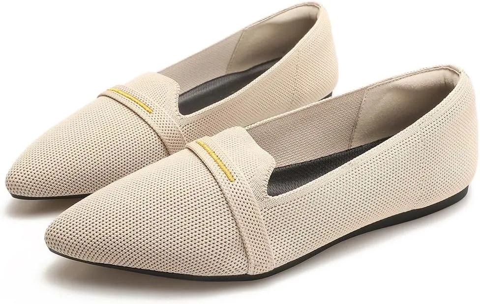 Bealin Womens Flats Dressy Pointed Toe Knit Ballet Shoes Confortable Women Soft Flats Shoes Slip On Loafer Shoes