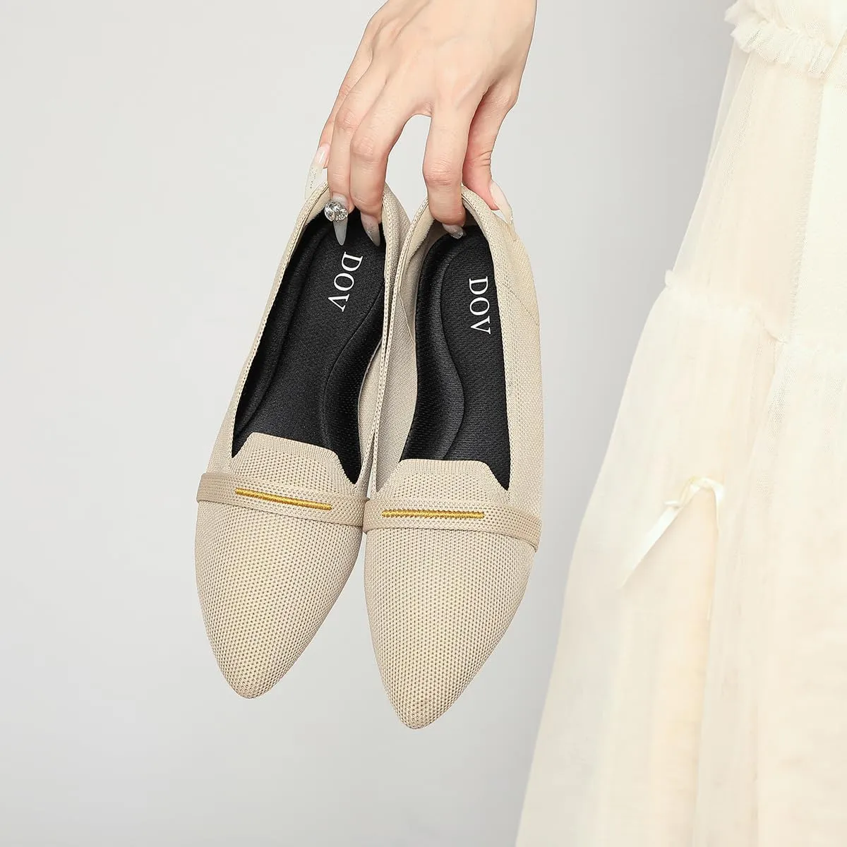 Bealin Womens Flats Dressy Pointed Toe Knit Ballet Shoes Confortable Women Soft Flats Shoes Slip On Loafer Shoes